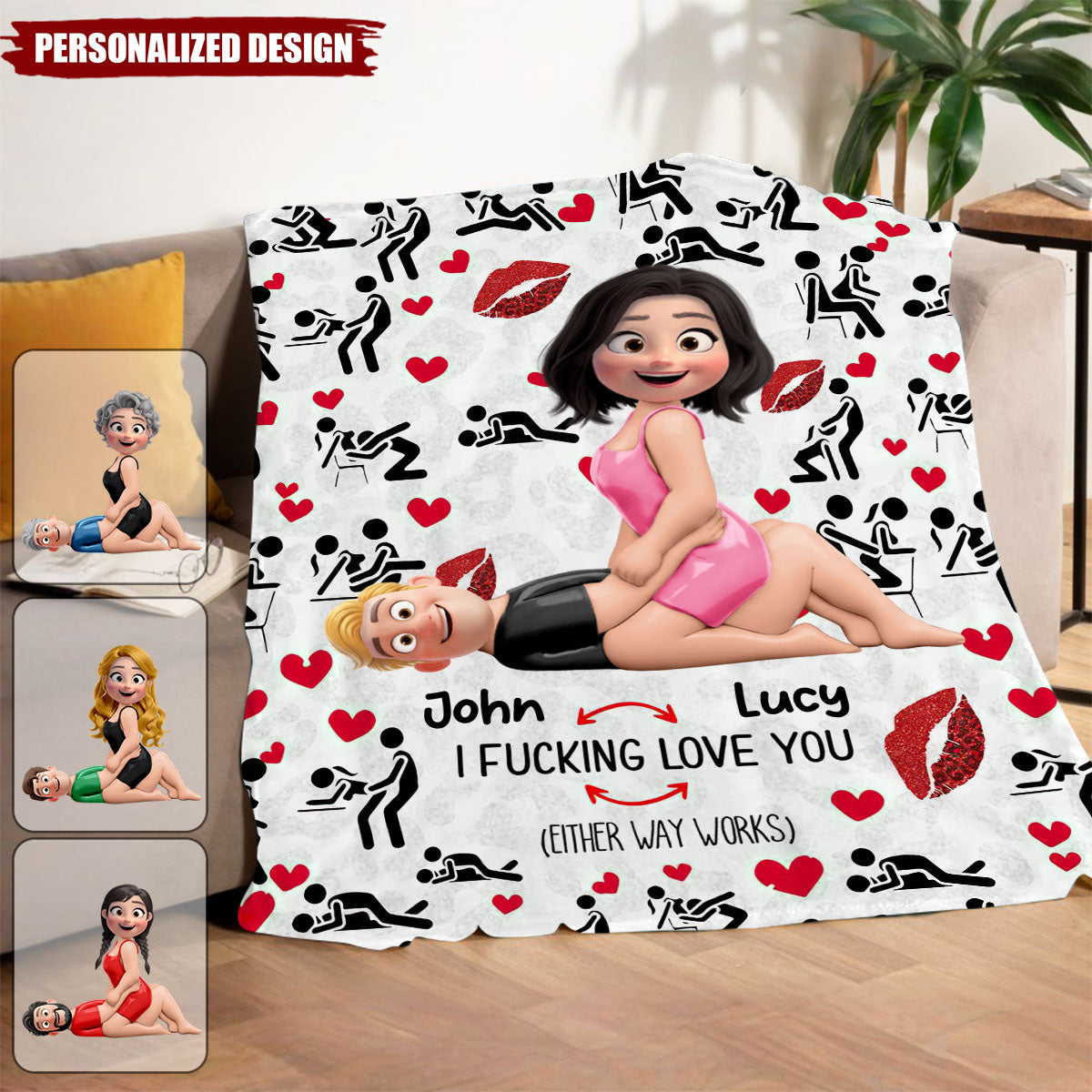 I Love You-Personalized Couple Blanket