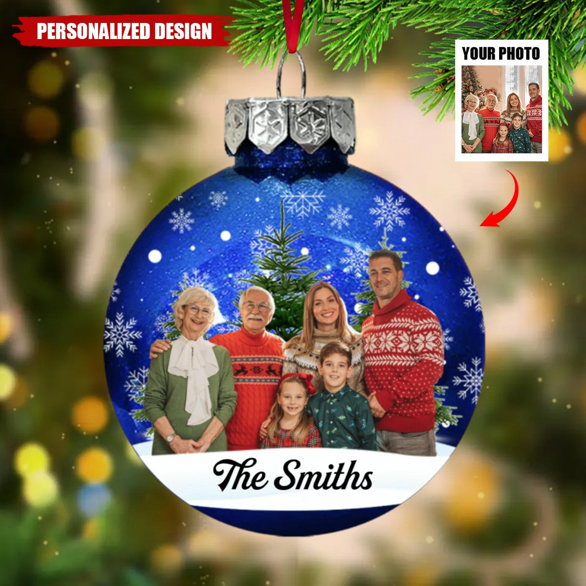 Personalized Photo Christmas Together Family Acrylic Ornament
