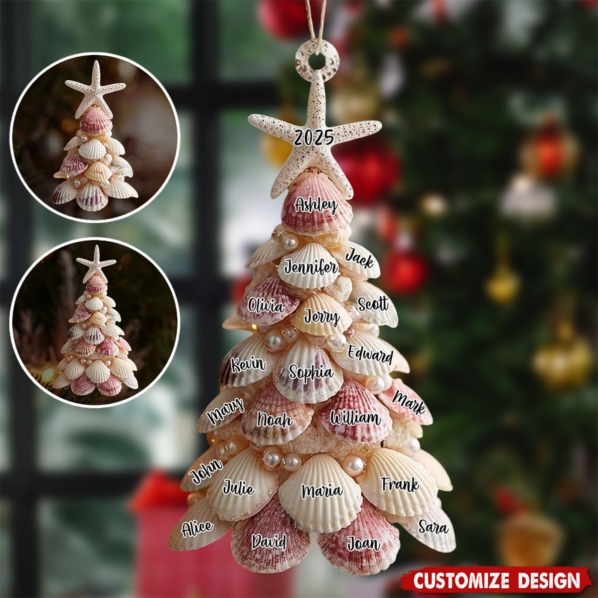 Seashell Christmas Tree - Personalized Family Ornament