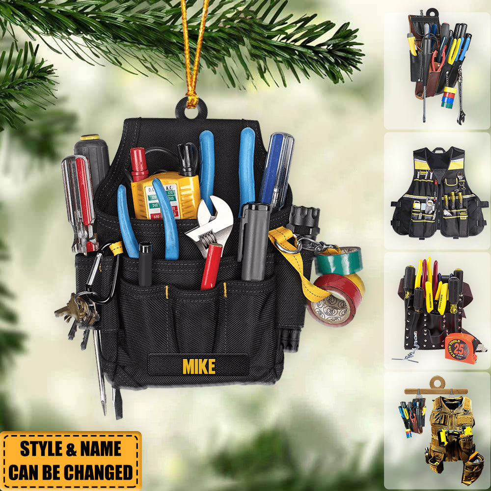Personalized Electrician Tool Bag Christmas Ornament