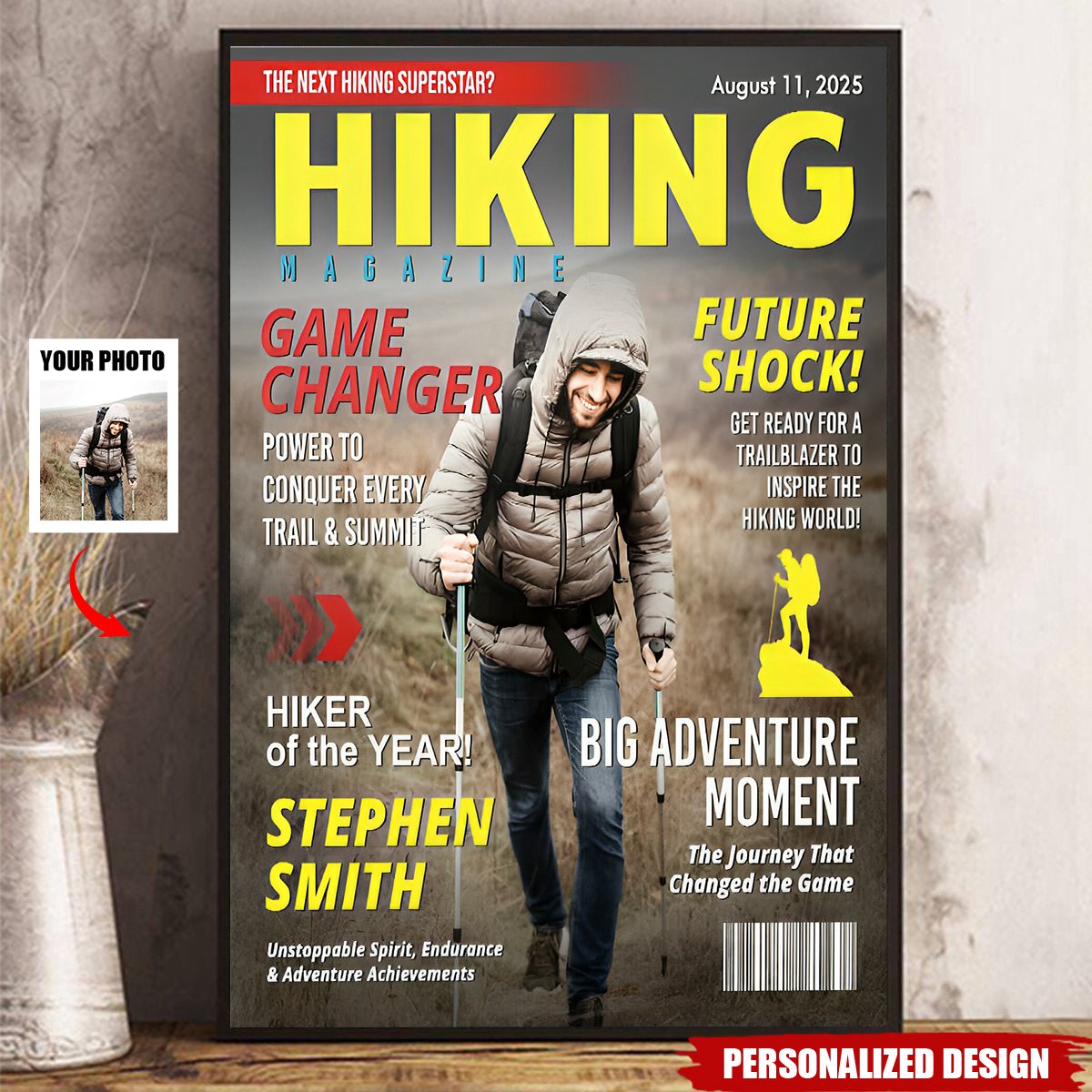 Custom Hiking Magazine Cover Poster, Gift For Hiking Lover
