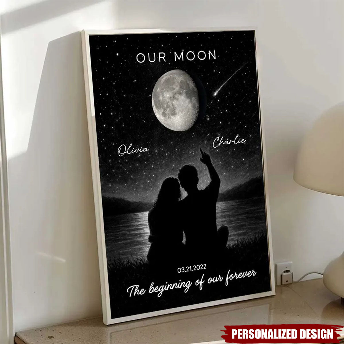 Night Sky Couple Moon Phase-Personalized Couple Poster-Valentine's Day Gift