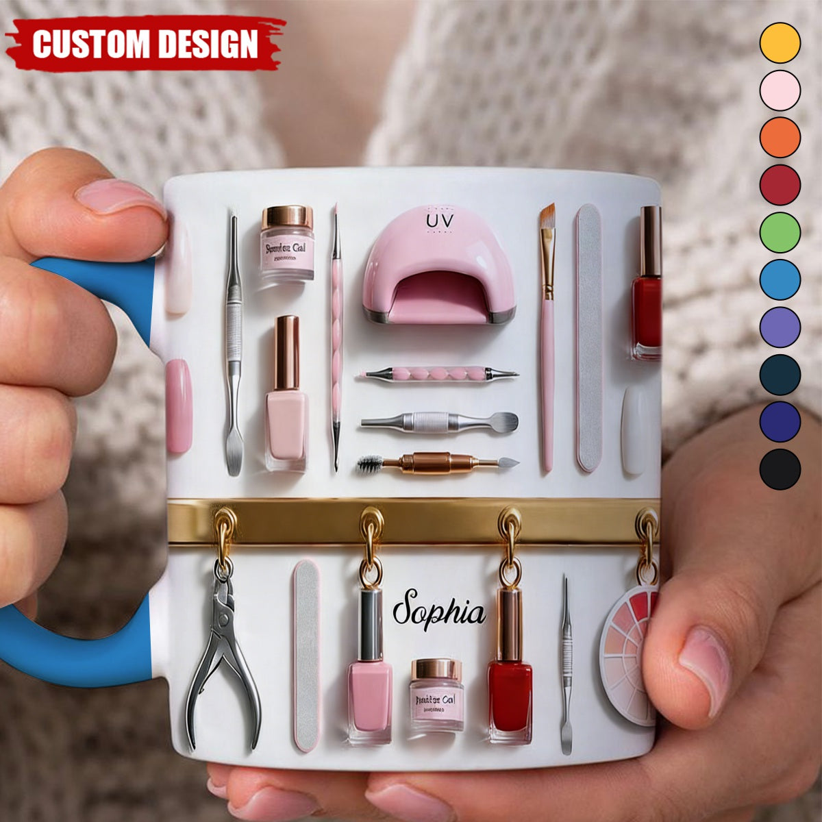 Personalized Nail Tech Accent Mug - Gift for Nail Salon Professionals