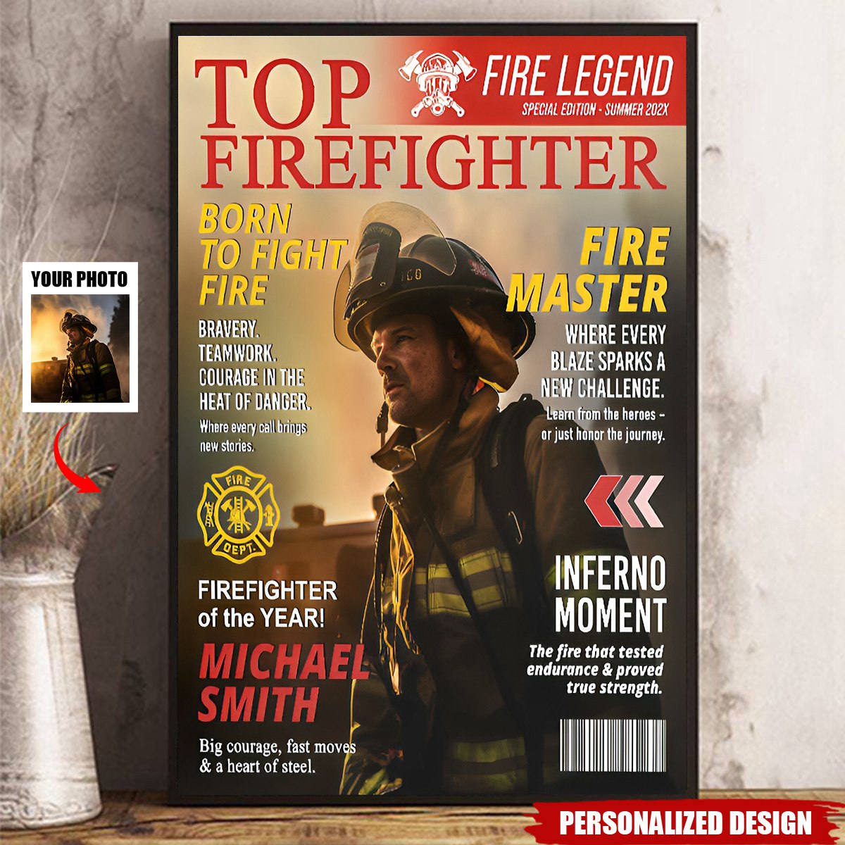 Personalized Firefighter Magazine Poster