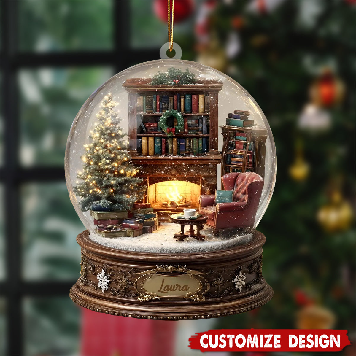 Personalized Reading Nook Ornament - Gift for Book Lovers