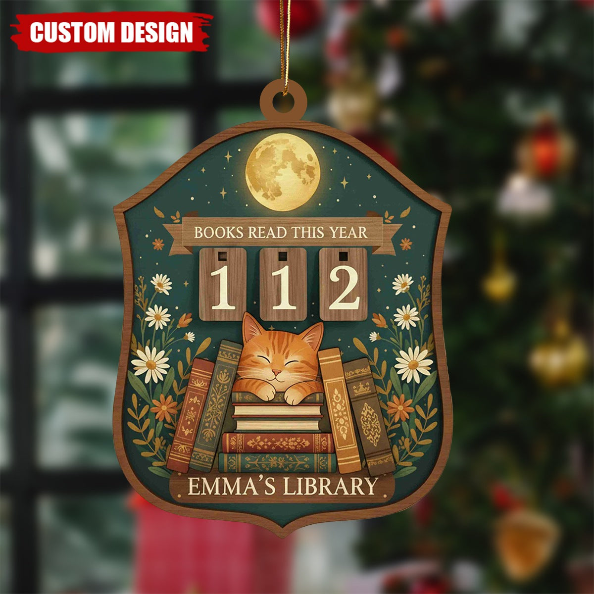 Personalized Reading Christmas Ornament, Gift for Book Lovers and Readers