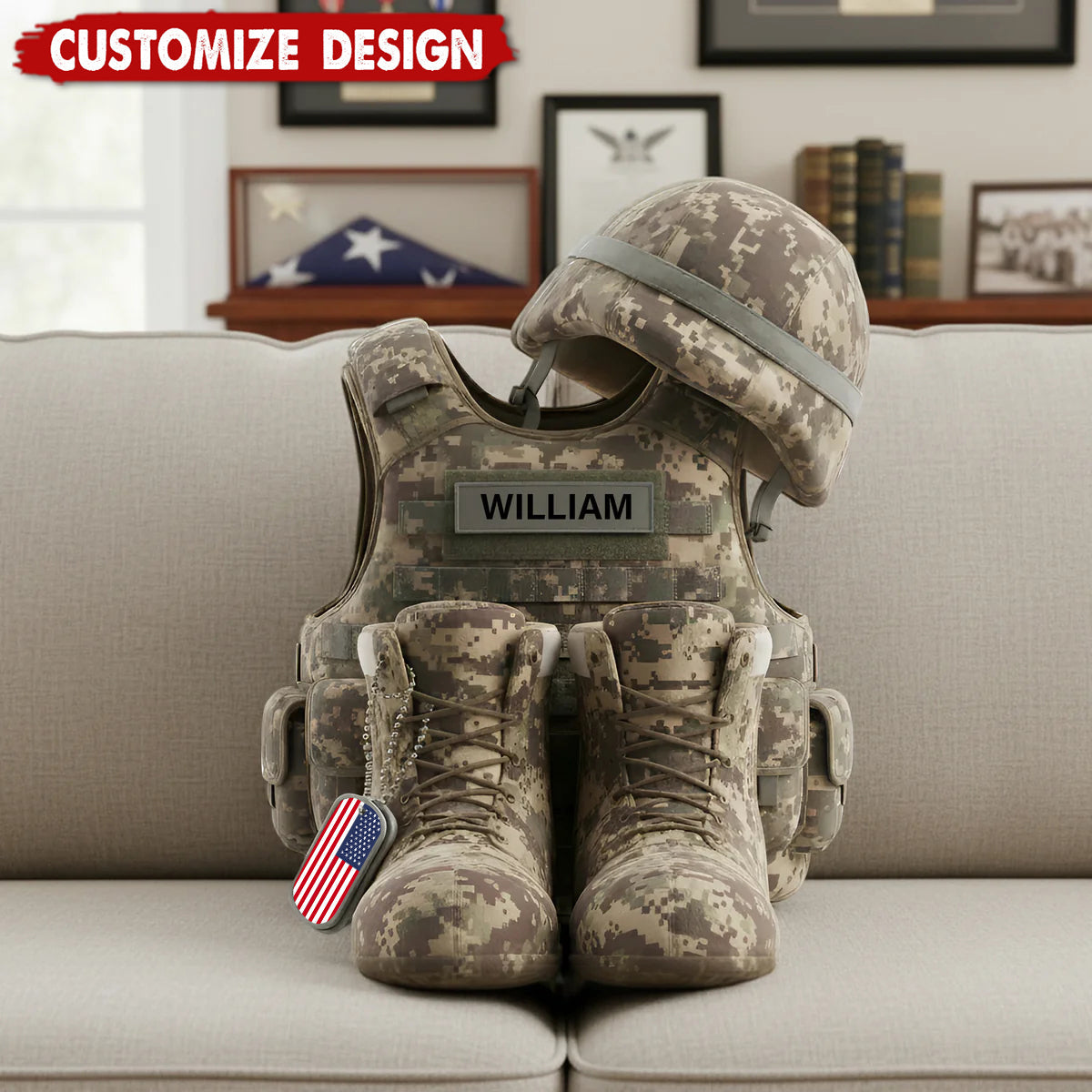 Personalized Military Proud USA Pillow