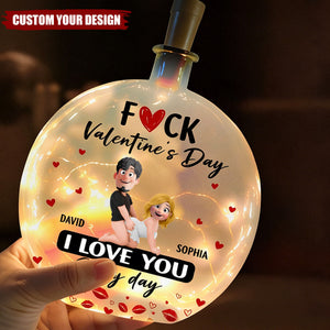 F Valentine's Day I Love You Every Day - Gifts For Her - Personalized Round Flat Bottle Light