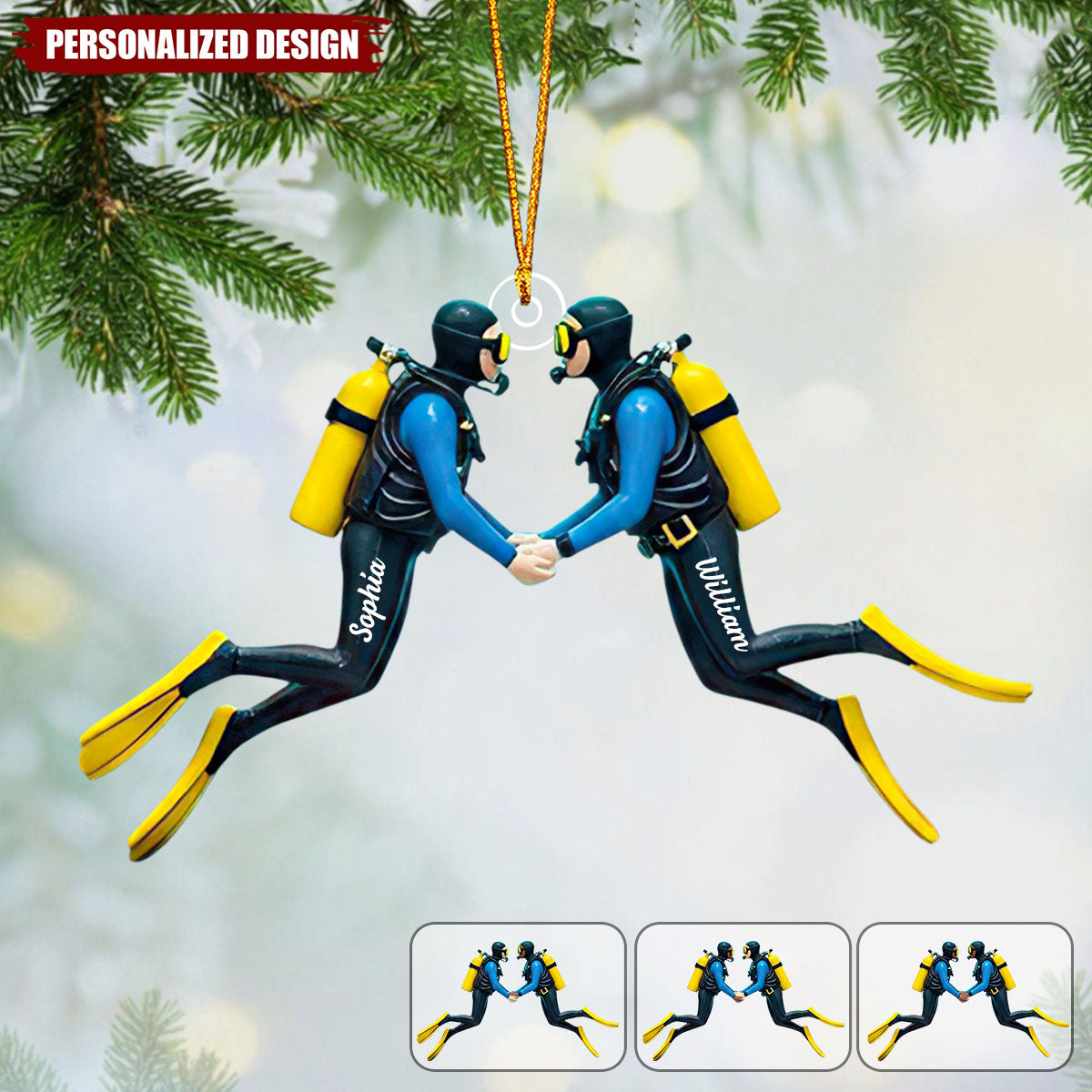 Personalized Scuba Diving Couple Acrylic Ornament Gifts For Couple
