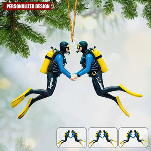 Personalized Scuba Diving Couple Acrylic Ornament Gifts For Couple