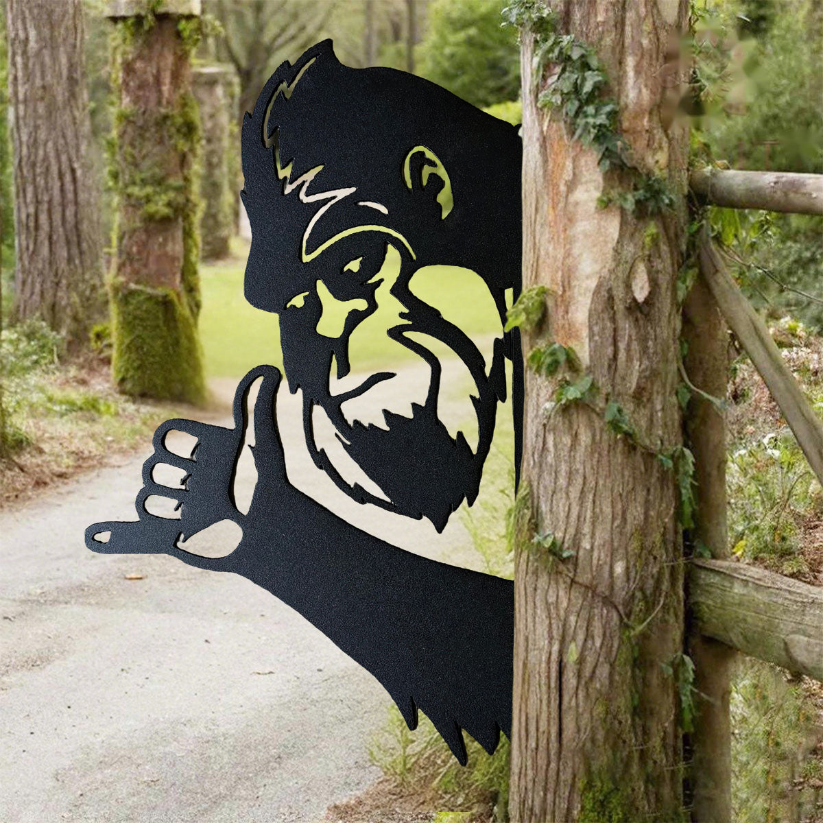 Peek-a-Boo Hang Loose Bigfoot Metal Sign – Hang Loose Edition - Shaka Sign Sasquatch