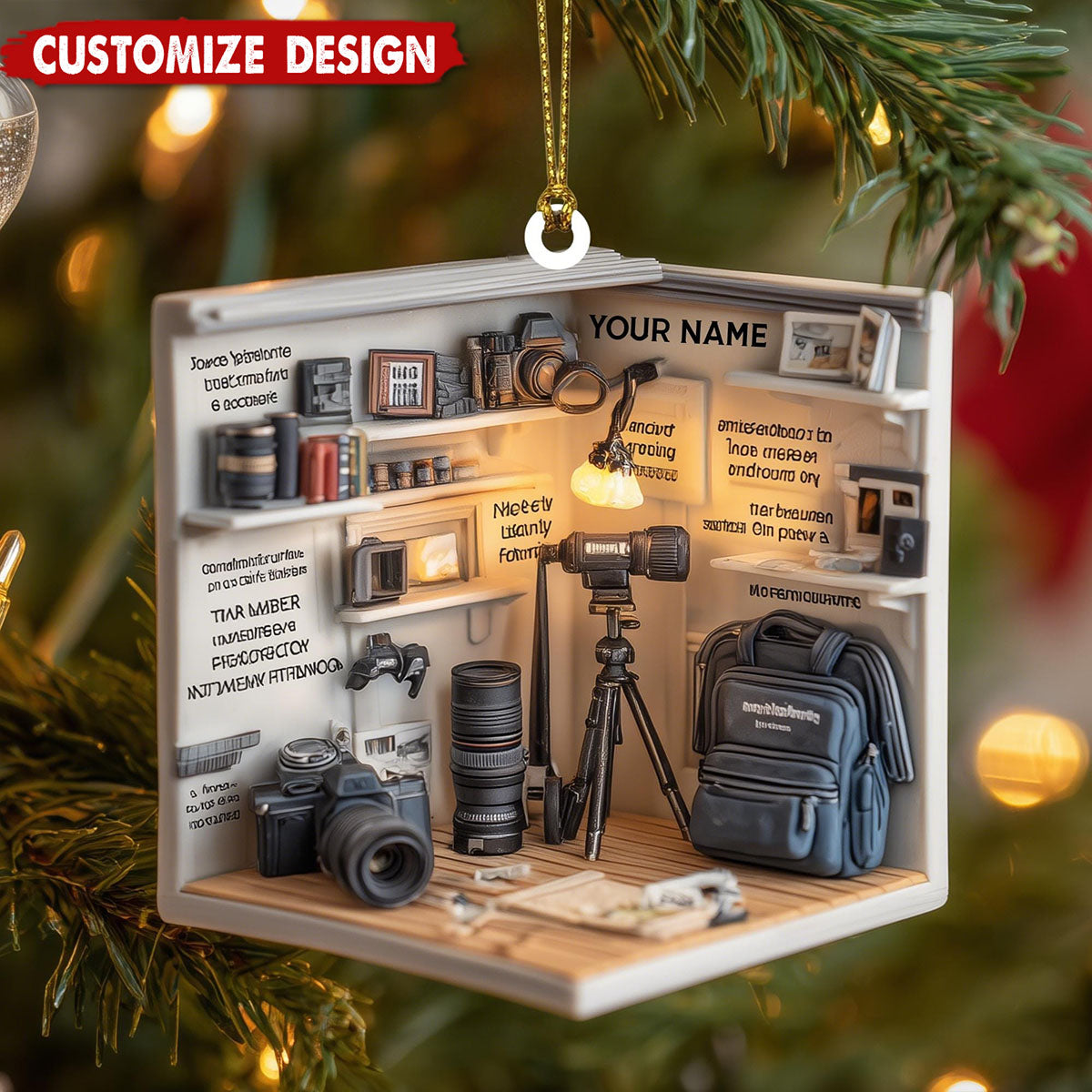 Personalized Camera Christmas Ornament, Gift For Photographer, Camera Photographer Flat Christmas Ornament, Photographer Ornament Xmas Decor