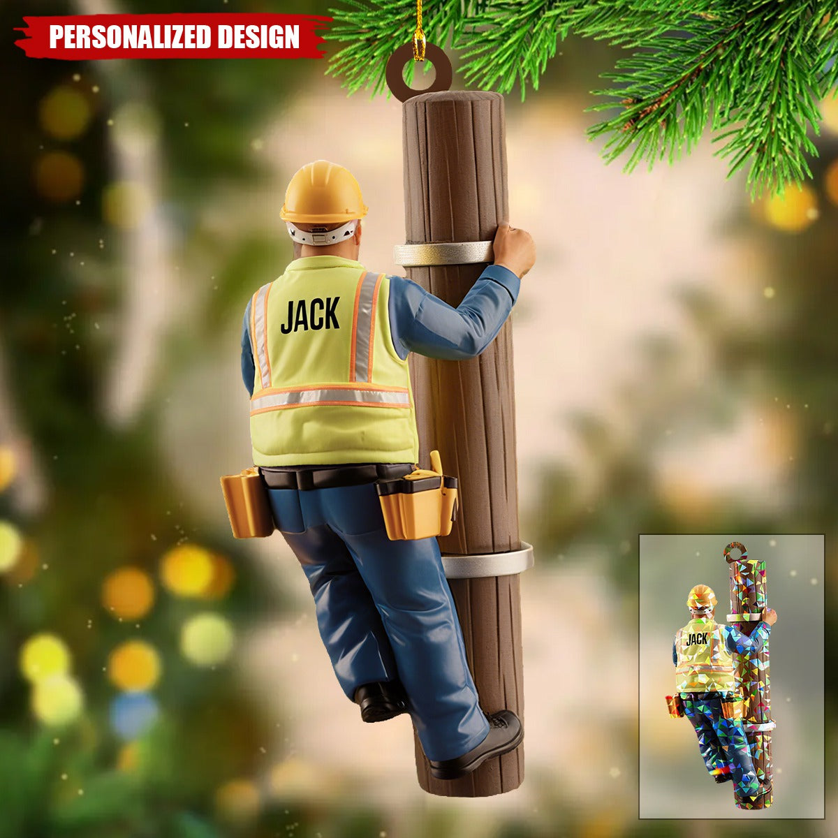 Personalized Lineman Christmas Ornament