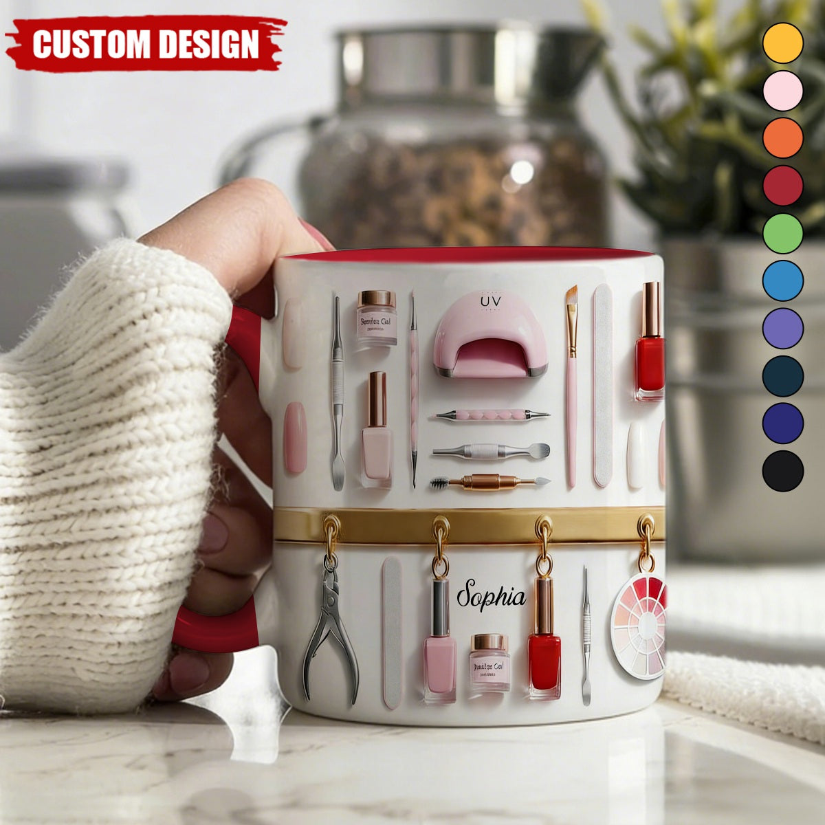 Personalized Nail Tech Accent Mug - Gift for Nail Salon Professionals