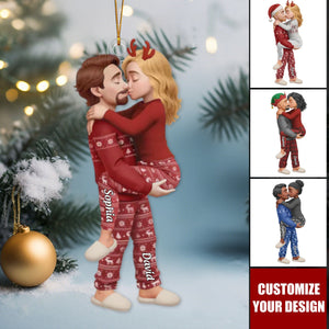 Personalized Couple Hugging & Kissing Acrylic Ornament