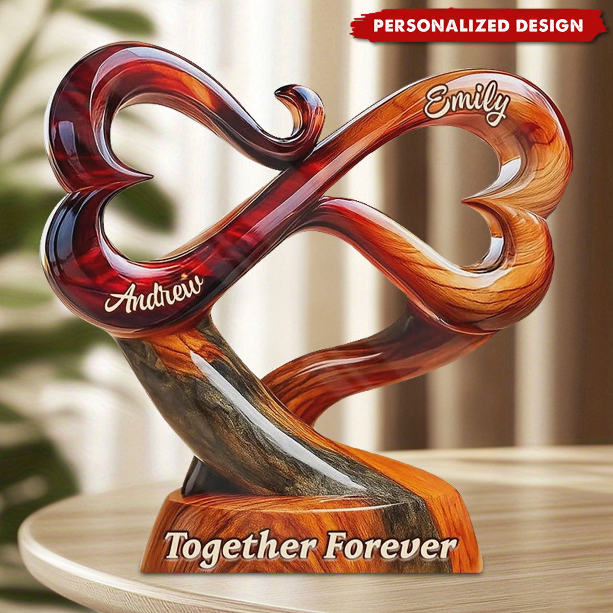 Personalized Infinity Heart Acrylic Plaque - Anniversary Gift
