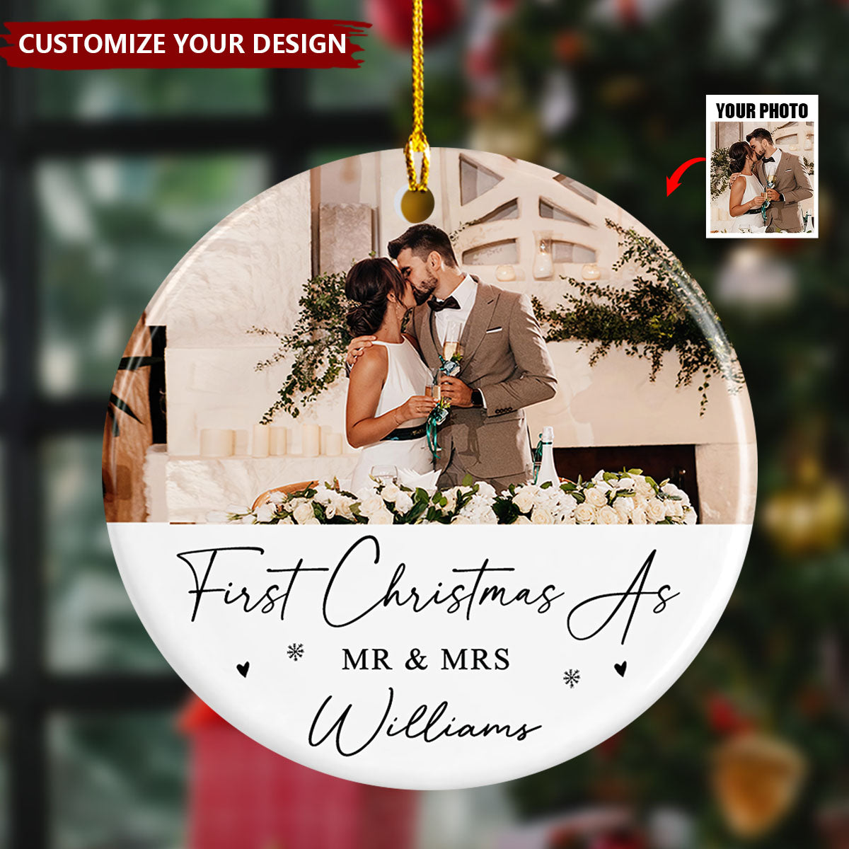 Personalised 1st Christmas as Mr and Mrs Ceramic Ornament