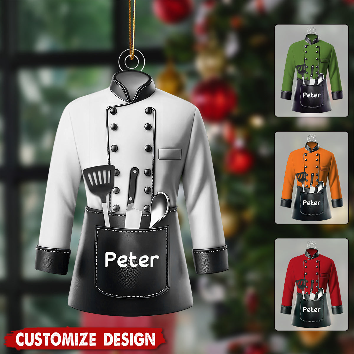 Personalized Chef Ornament – Custom Chef Uniform Christmas Tree Decoration Gift for Men Women, Unique Holiday Job Keepsake
