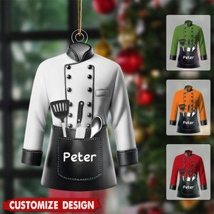 Personalized Chef Ornament – Custom Chef Uniform Christmas Tree Decoration Gift for Men Women, Unique Holiday Job Keepsake