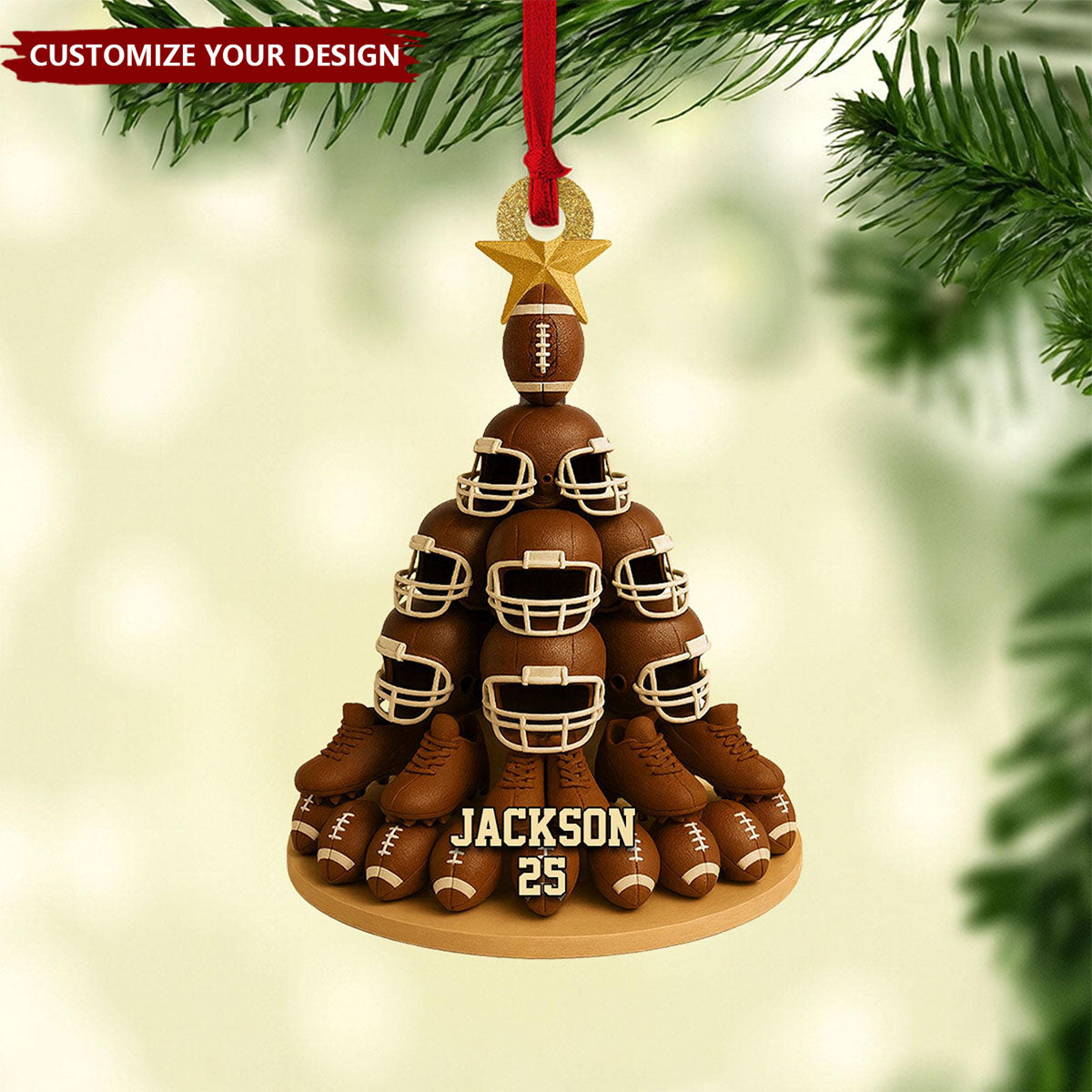 Personalized American Football Christmas Ornament, Unique Gift For Football Lovers