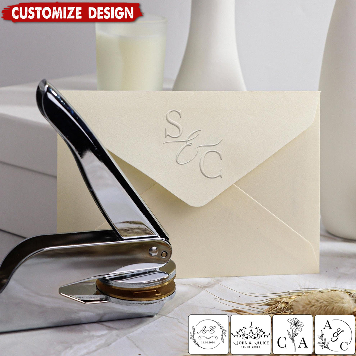 Personalized Monogram Embosser Stamp - wedding,Napkin,Envelope,Invitation embosser