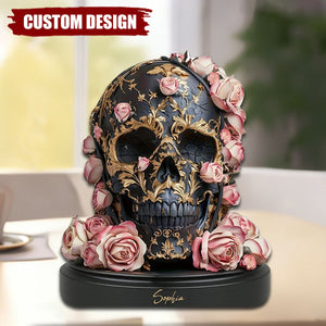 Ornate Floral Skull - Personalized Skull Custom Shaped Acrylic Plaque