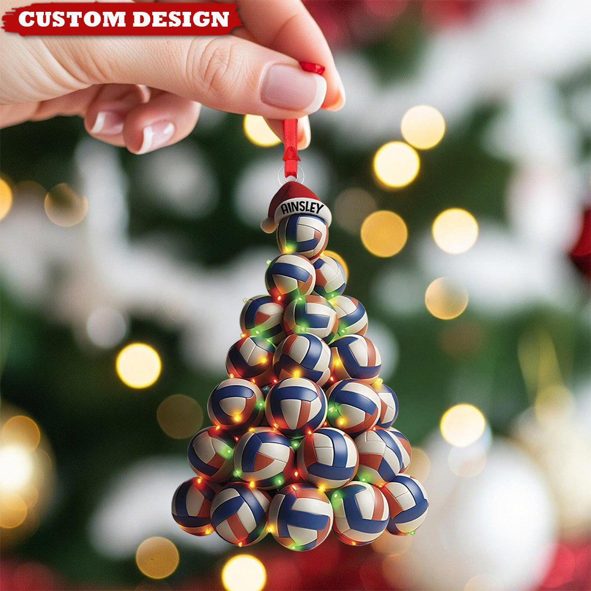 Personalized Volleyball Tree Ornament – Custom Sports Xmas Gift