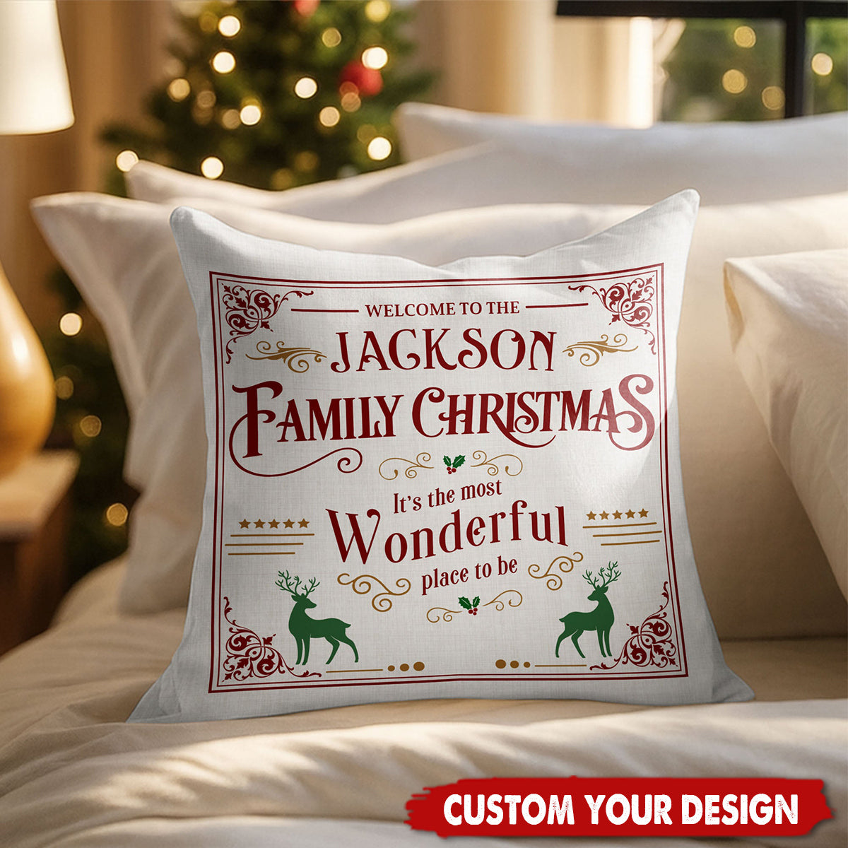 Personalized Family Christmas Pillow