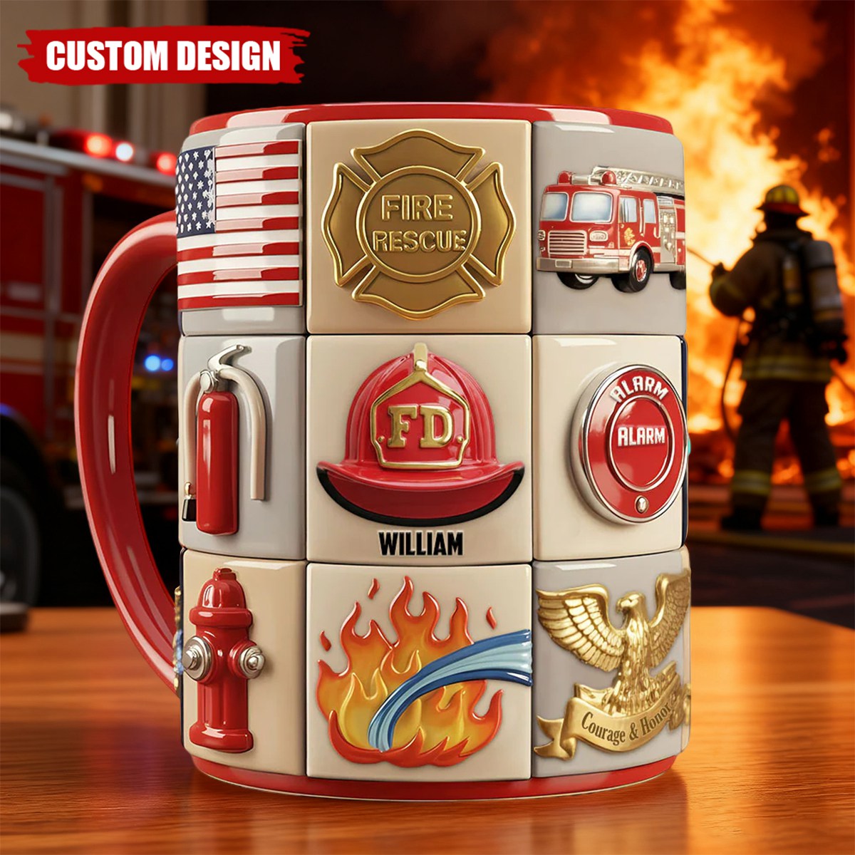 Firefighter Coffee Accent Mug - Personalized Gifts For Firefighter Coffee Mug