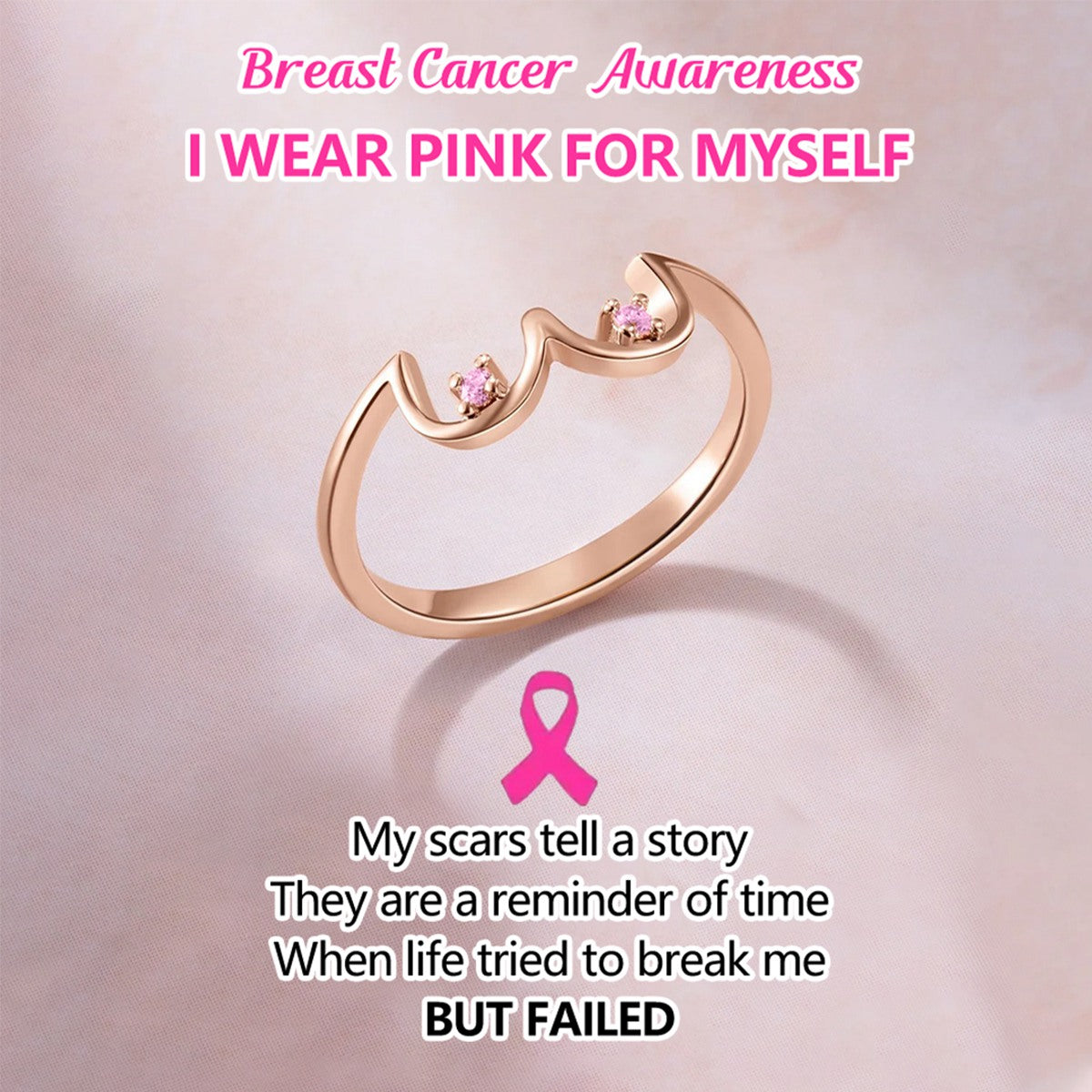 Breast Cancer Awareness-Pink Diamond Boobs Ring