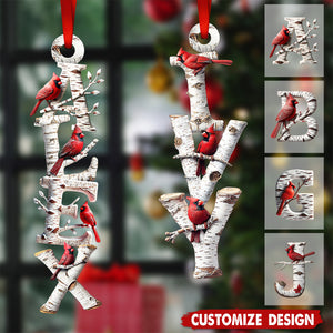 Memorial Cardinal - Personalized Your Name Letters Ornament - Gift For Heaven