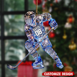 Personalized Sparkling Ice Hockey Ornament - Gift For Ice Hockey Player