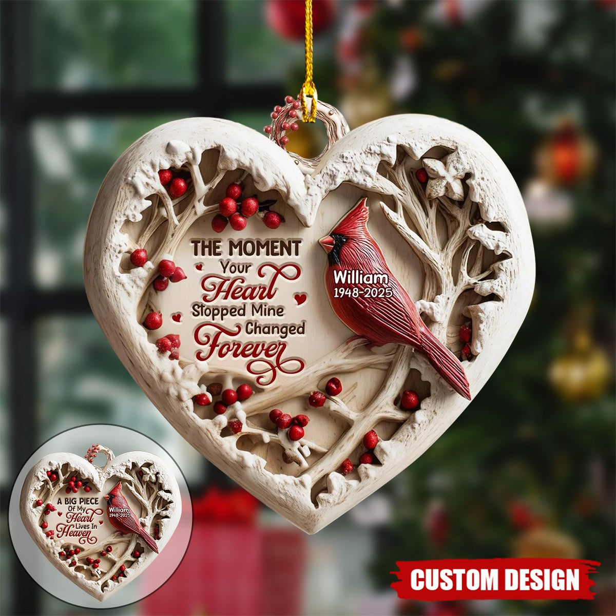 Personalized Cardinal Memorial Ornament