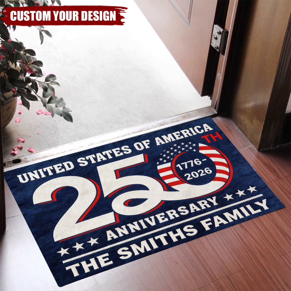 Personalized America 250th Anniversary Doormat
