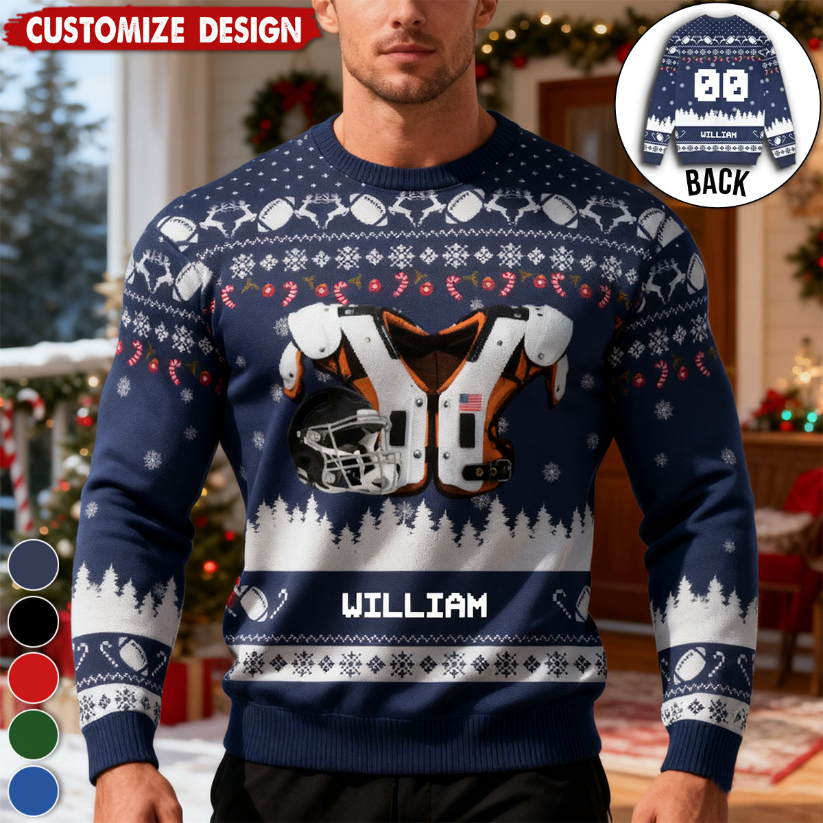 Personalized American Football Ugly Sweatshirt