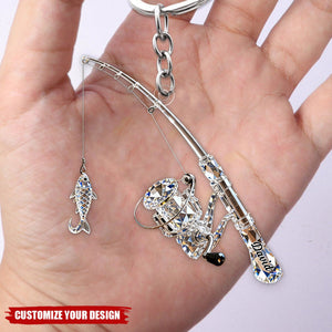 Personalized Fishing Rod Keychain Gift For Fishing Lover