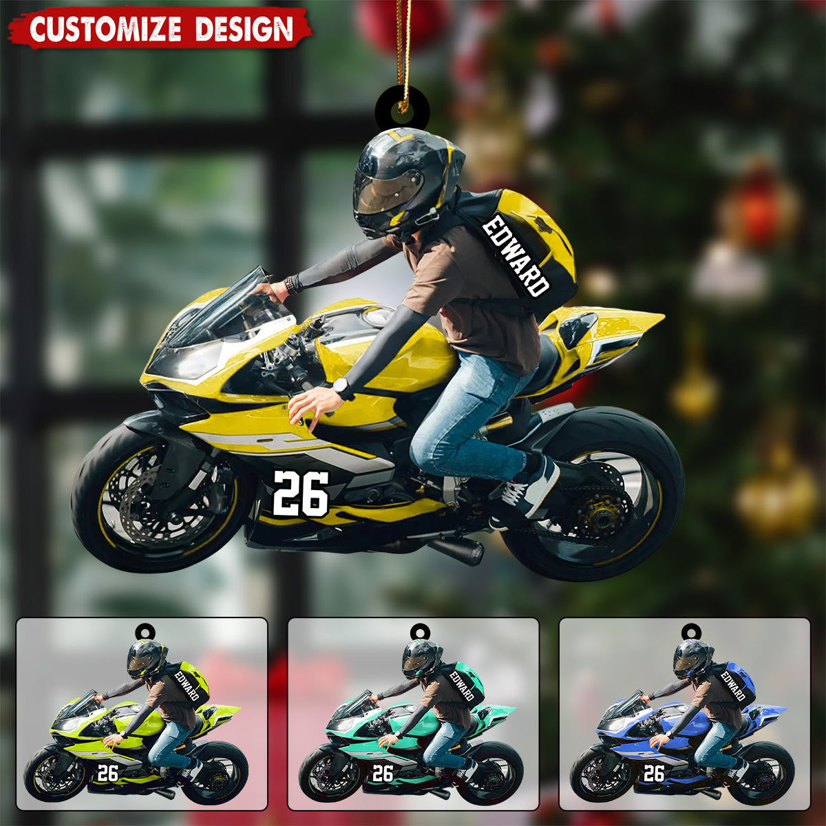 Personalized Motorcycle Christmas Ornament - Gift for Him