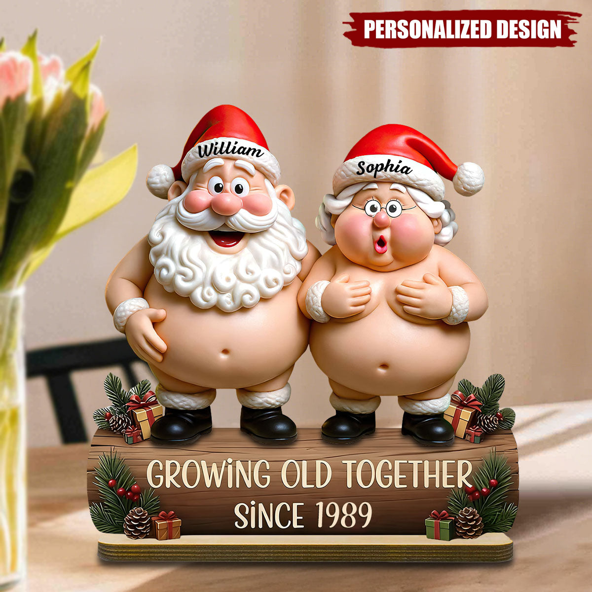 Growing Old Together-Personalized Couple Christmas Plaque-Gift For Couples And Parents