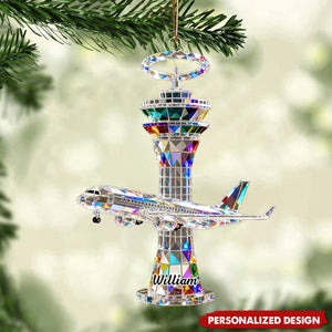 Personalized Airplane Tower Themed Ornament