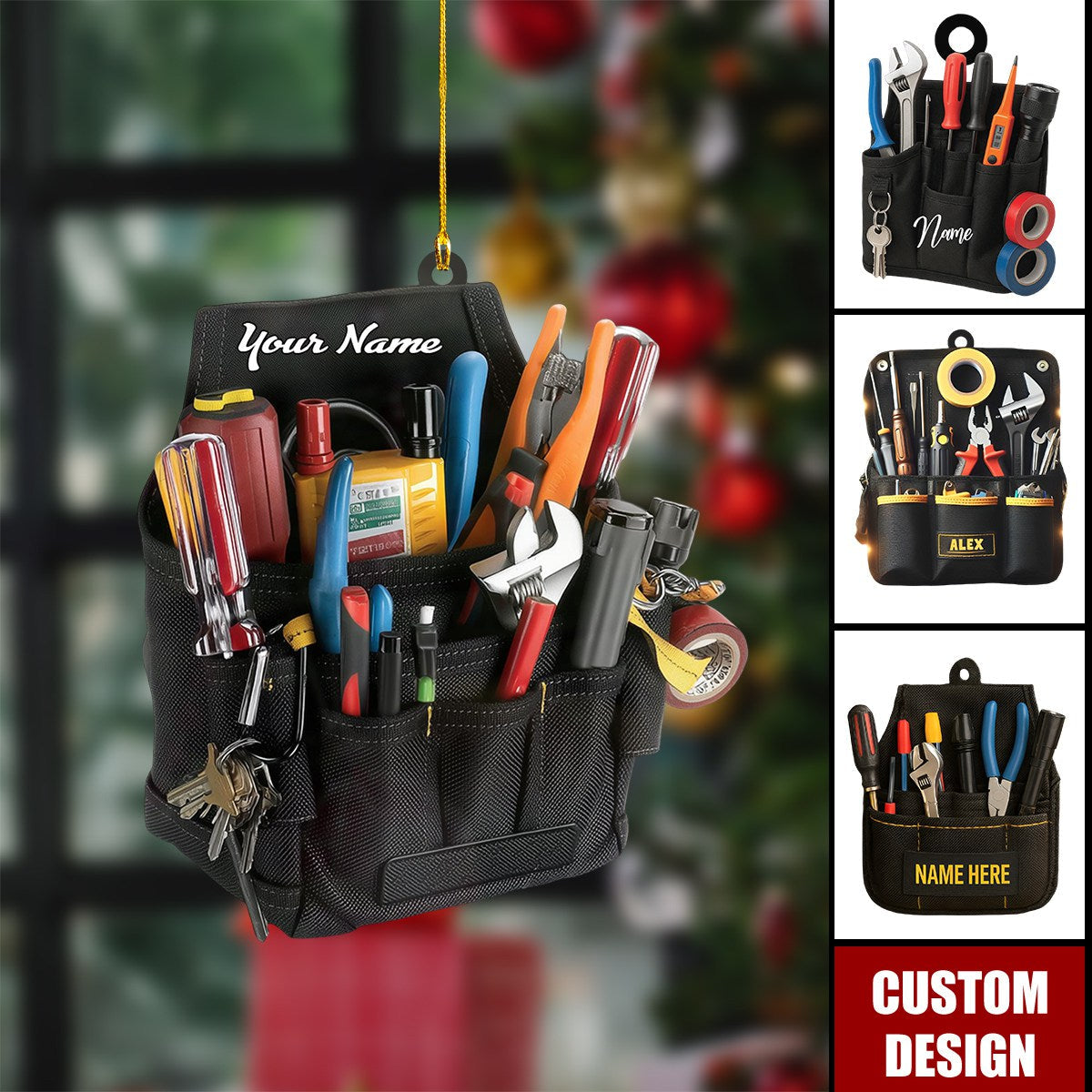 Personalized Electrician Tool Bag Christmas Ornament - Gift For Electrician, Electrician Lover Gift