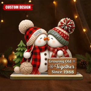 Snowman Couple Light Box - Romantic Winter Gift Plaque