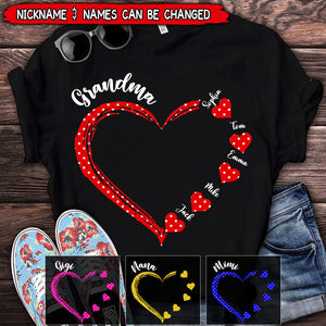 Grandma Nana Mommy Aunt Child Name Heart Personalized T-shirt