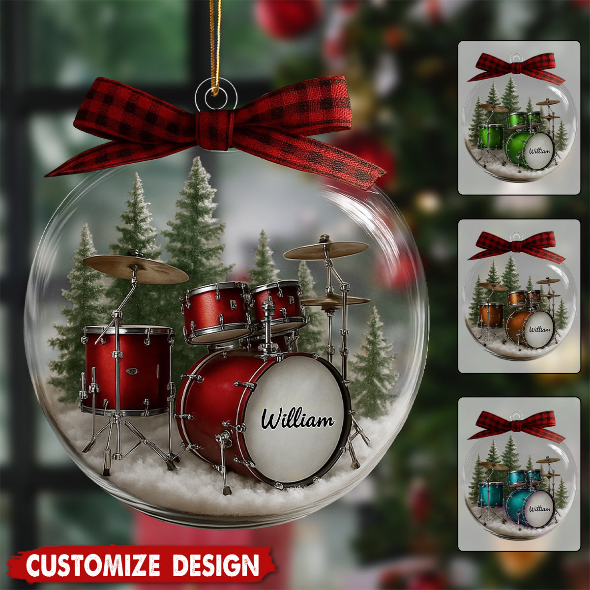 Personalized Drum Ornament - Gift For Drum Lovers