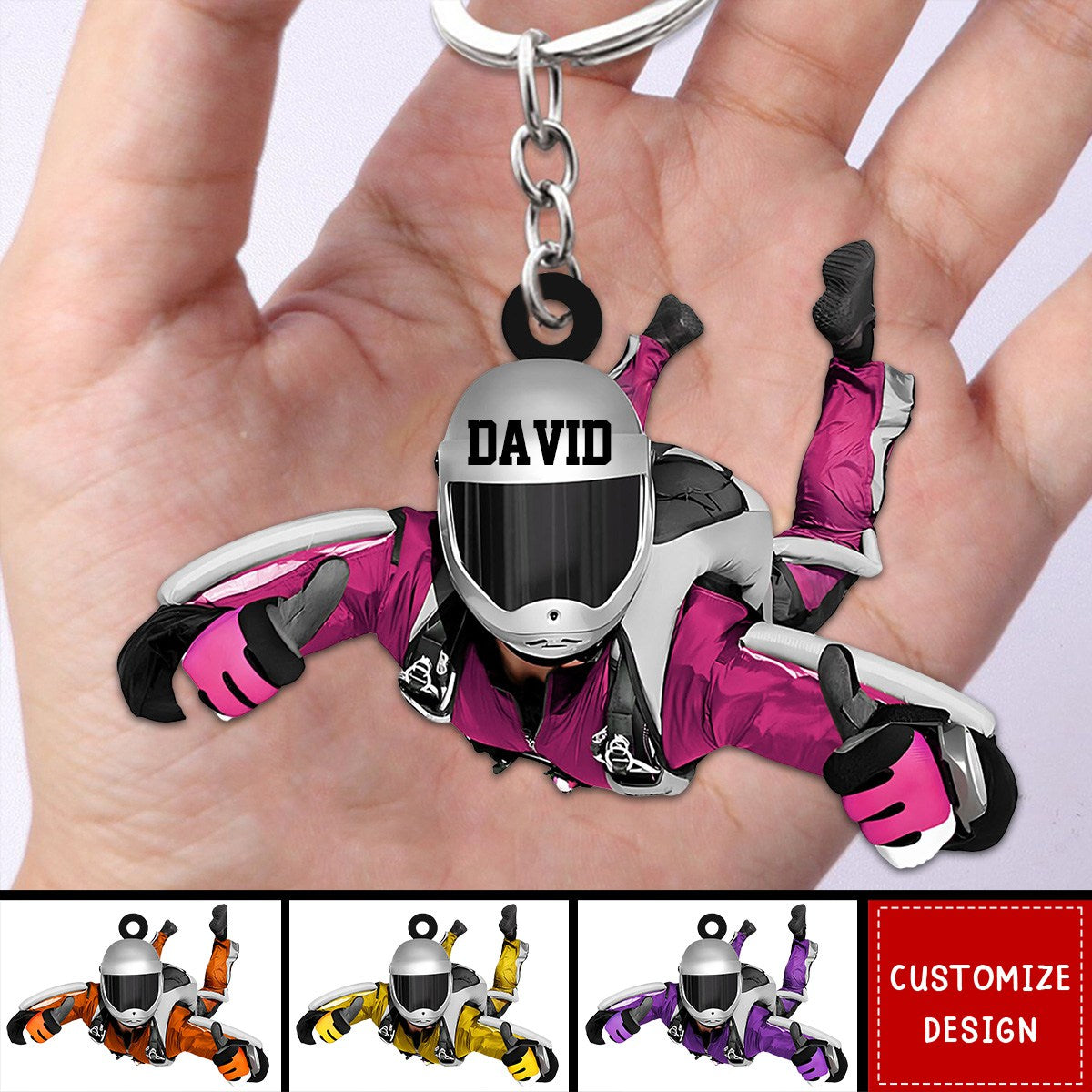 Personalized Skydiving Keychain, Gift For Skydiving Lovers - New Release
