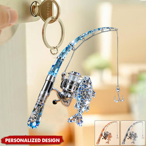 Personalized Fishing Rod Keychain Gift For Fishing Lover