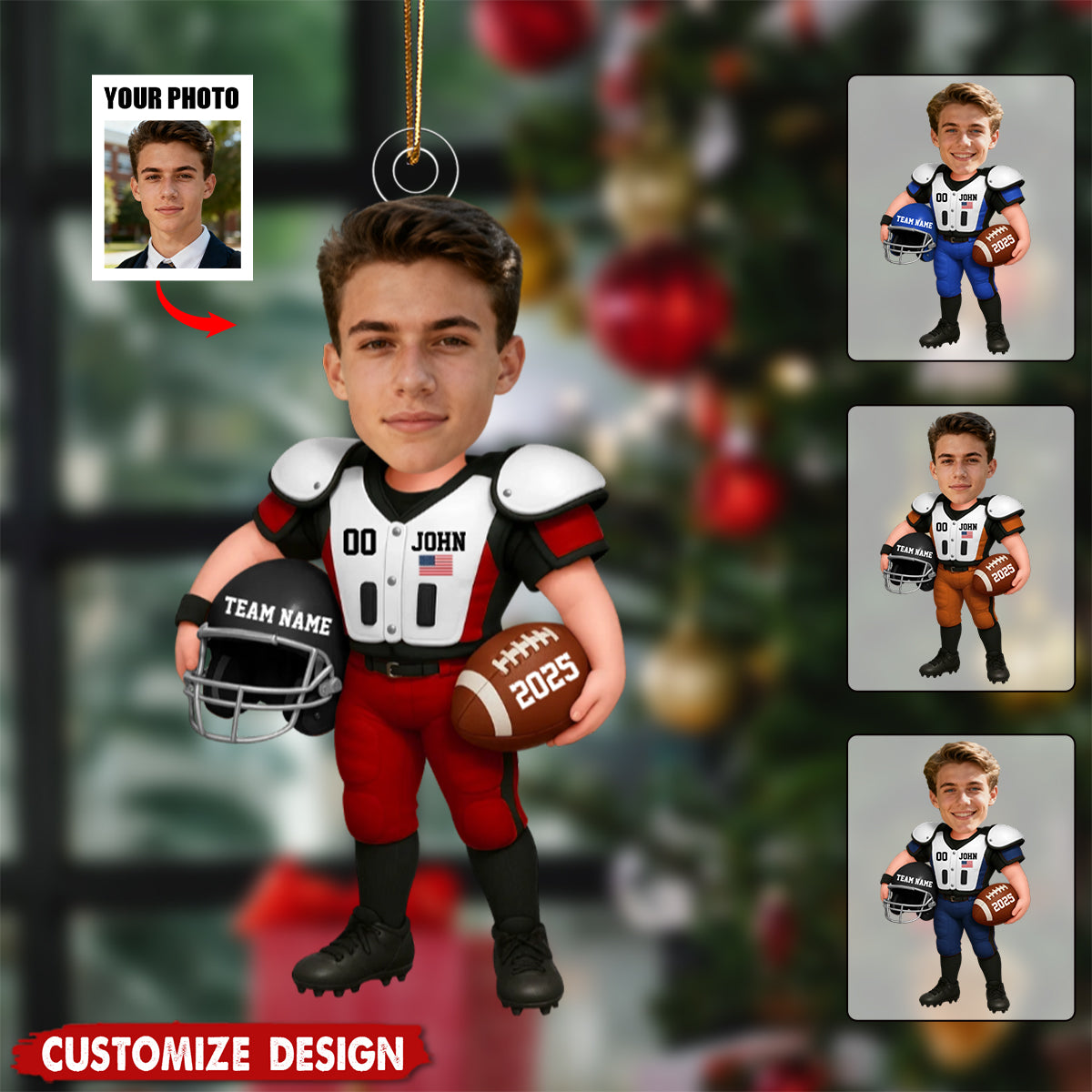 Personalized Upload Photo Acrylic Ornament - Gift For American Football Lovers