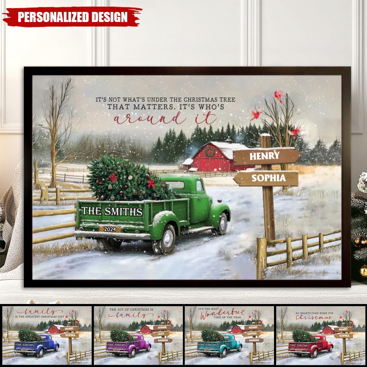 Personalized Family Farm Christmas Truck Poster-Gifts For Truck Lover-New Release