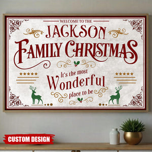 Welcome To The Family Christmas, Wonderful Place To Be, Horizontal Poster, Gift For Home Owners and Families