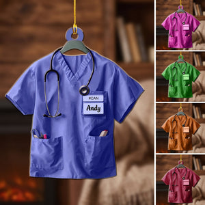 Personalized Nurse Scrub Uniform Acrylic Ornament - Custom Name Christmas Keepsake Gift for Nurses