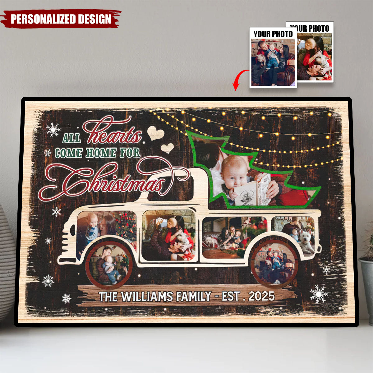 All Hearts Come Home For Christmas-Personalized Family Christmas Poster